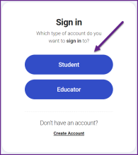 Sign In Screen for Students